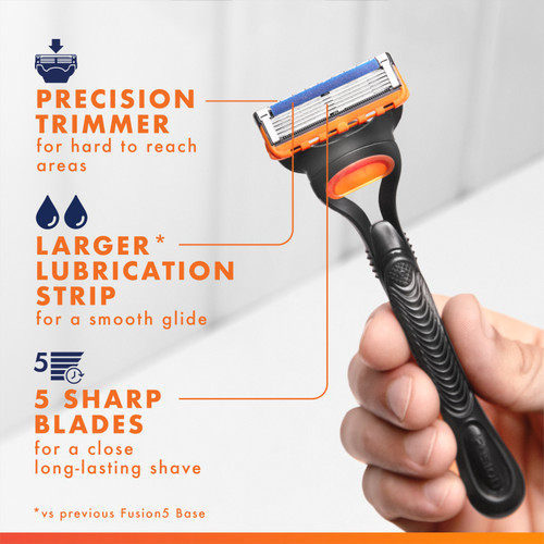 Gillette Fusion5 Manual Razor for Men - 5 Diamond-Like Coated Blades with Styling Back Blade